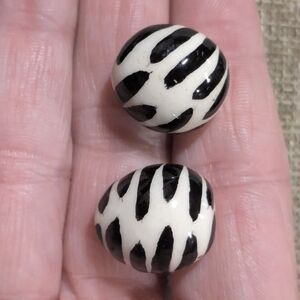 Vintage Zebra Print Stud Pierced Fashion Earrings